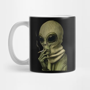 Chill Alien in a Knit Balaclava – Space Out in Style Mug